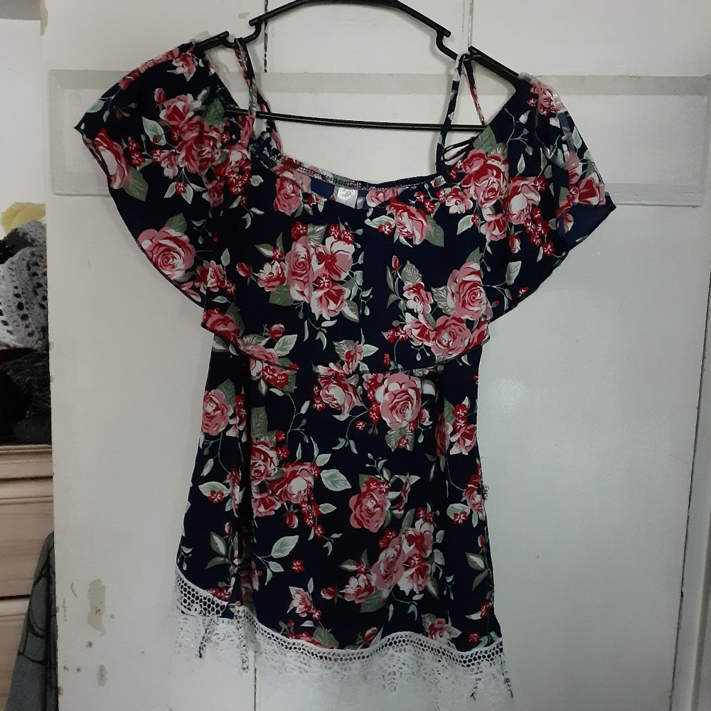 Navy blue floral top